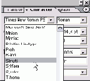 Использование палитры Character
